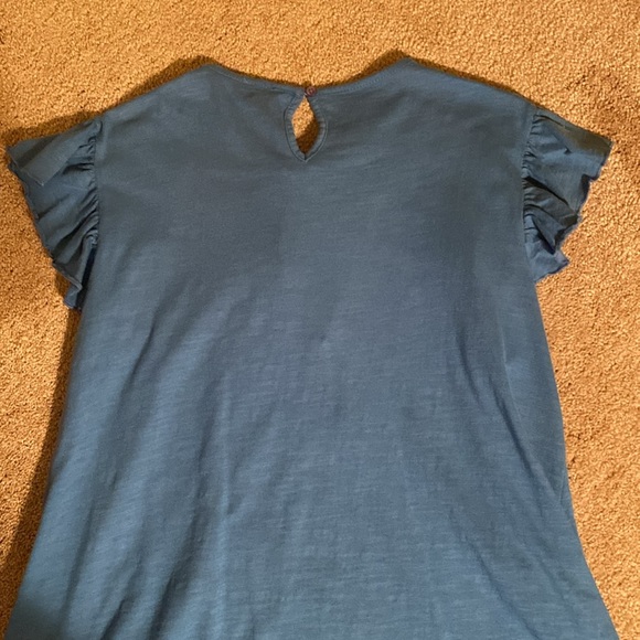 “Keep In Touch” small Ruffle Sleeve turquoise top - Picture 8 of 9